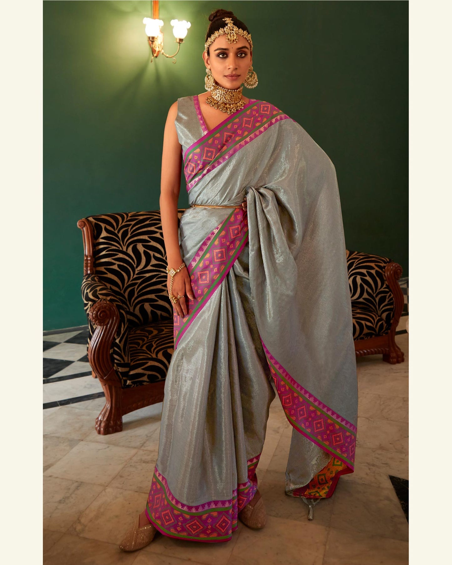 Kanchivaram Silk Saree with Pochampally Pattern | RP28