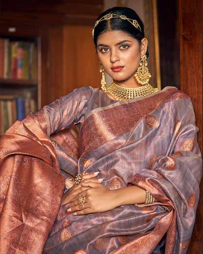 Enchanting Banarasi Copper Tissue Saree | RP14