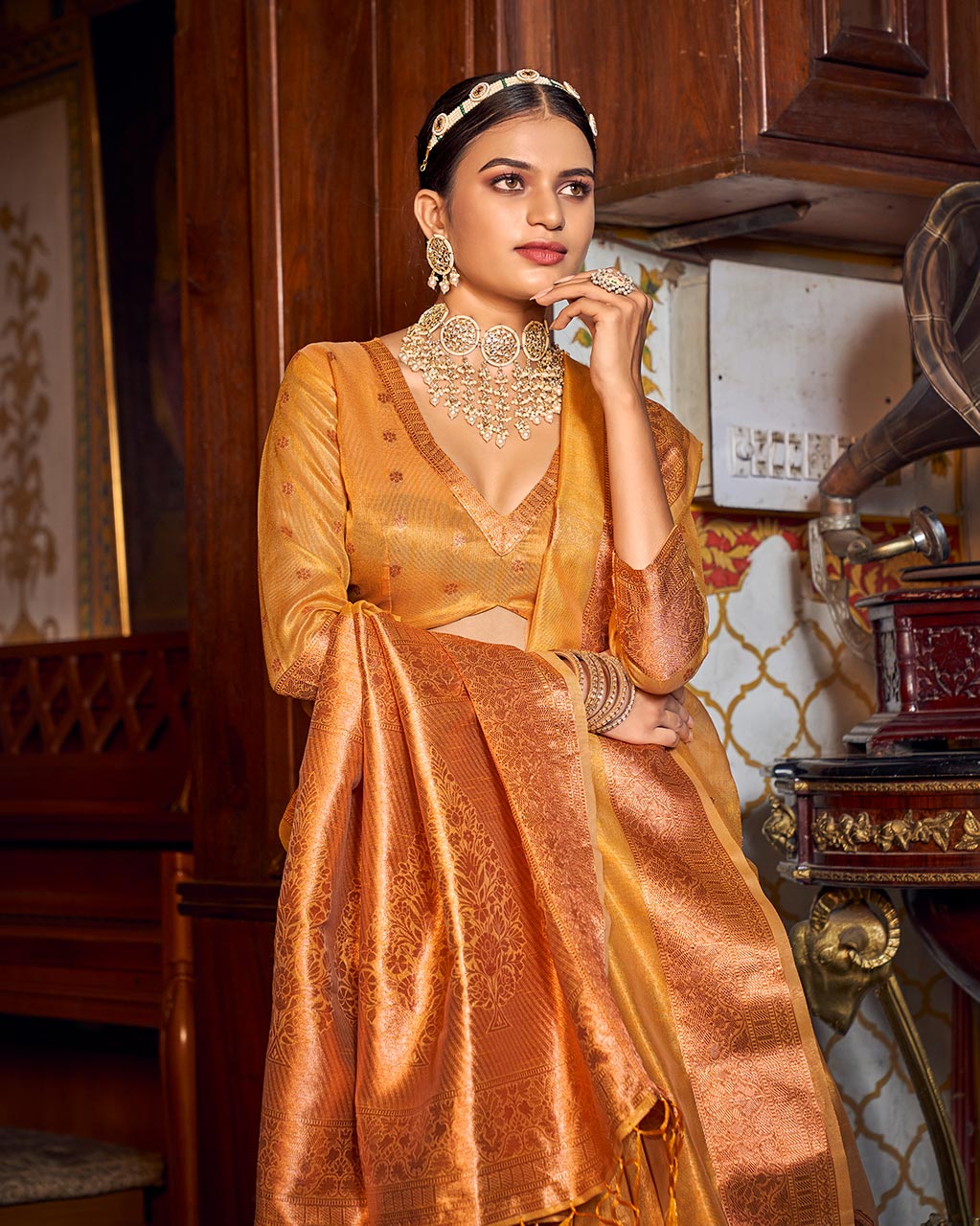 Enchanting Banarasi Copper Tissue Saree | RP14