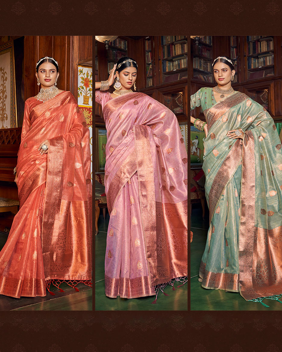 Enchanting Banarasi Copper Tissue Saree | RP14