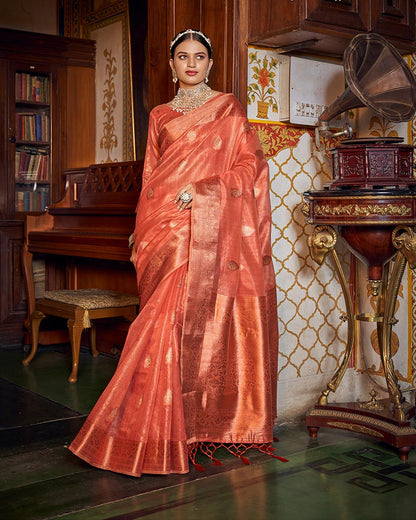 Enchanting Banarasi Copper Tissue Saree | RP14