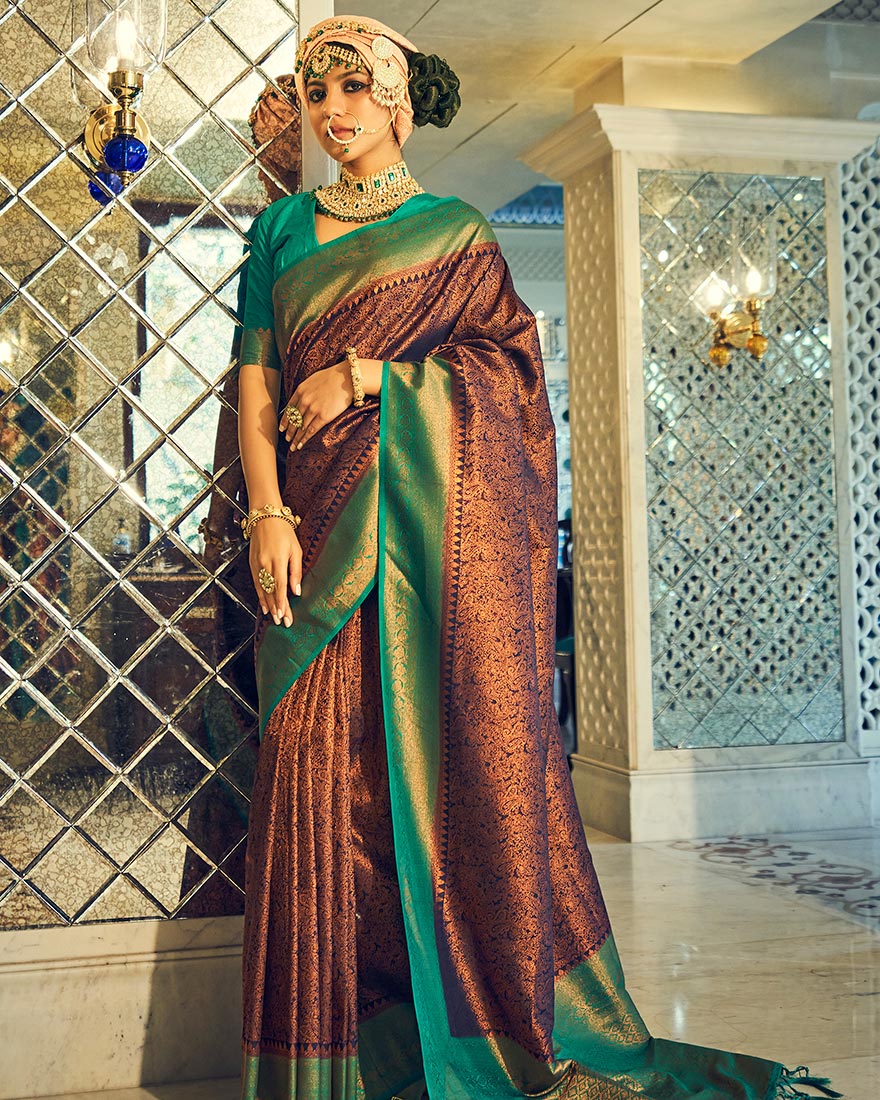 Copper Kanchivaram Silk Saree | RP25