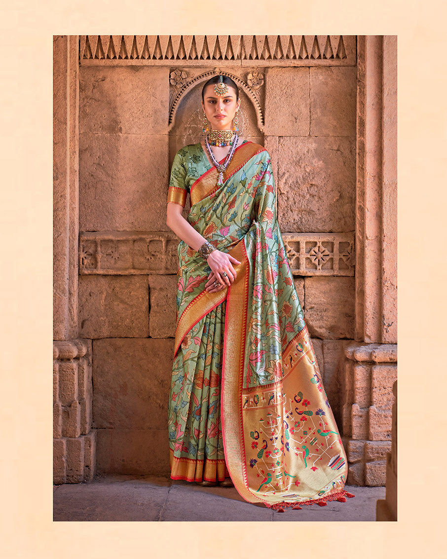 Fancy Fabric Paithani Saree With Digital Print | RP30