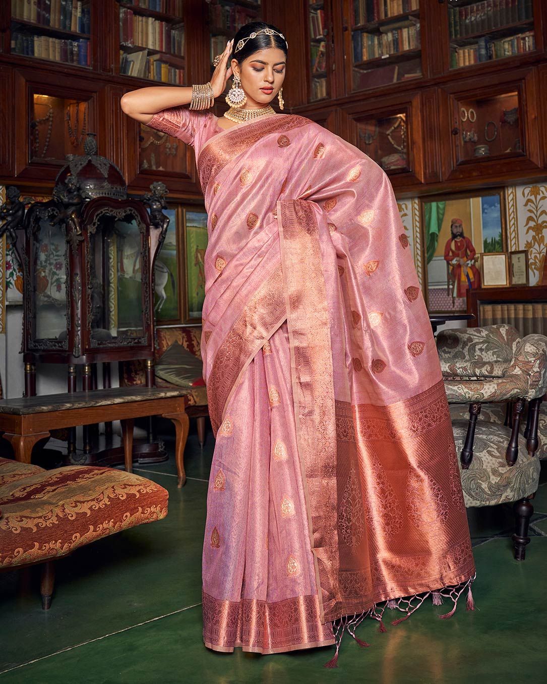 Enchanting Banarasi Copper Tissue Saree | RP14