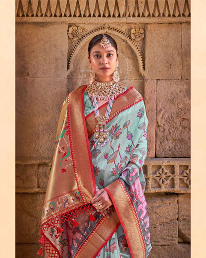 Fancy Fabric Paithani Saree With Digital Print | RP30