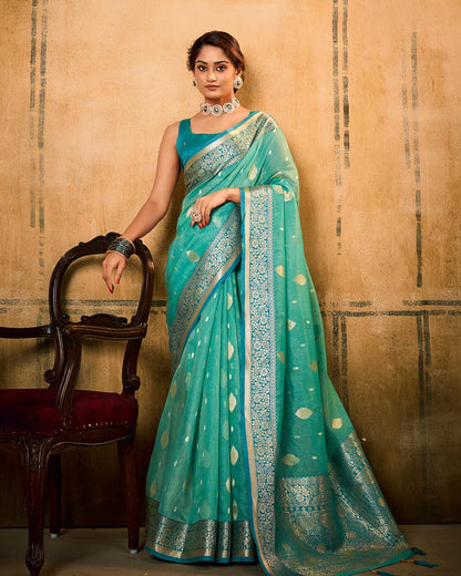 Banarasi Silk Tissue Saree with Contrast Borders | RP19