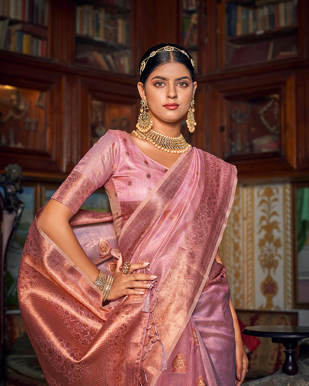 Enchanting Banarasi Copper Tissue Saree | RP14