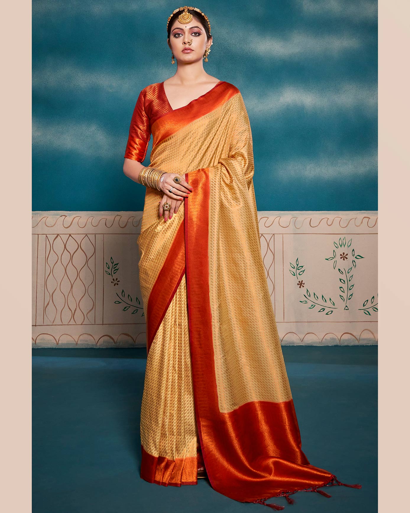 Soft Kanchivaram Silk Saree with Chaap Dying | RP32