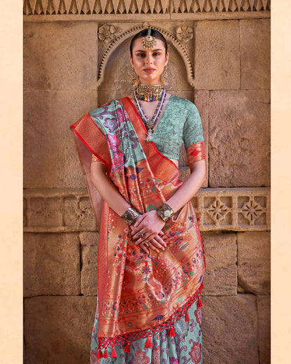 Fancy Fabric Paithani Saree With Digital Print | RP30