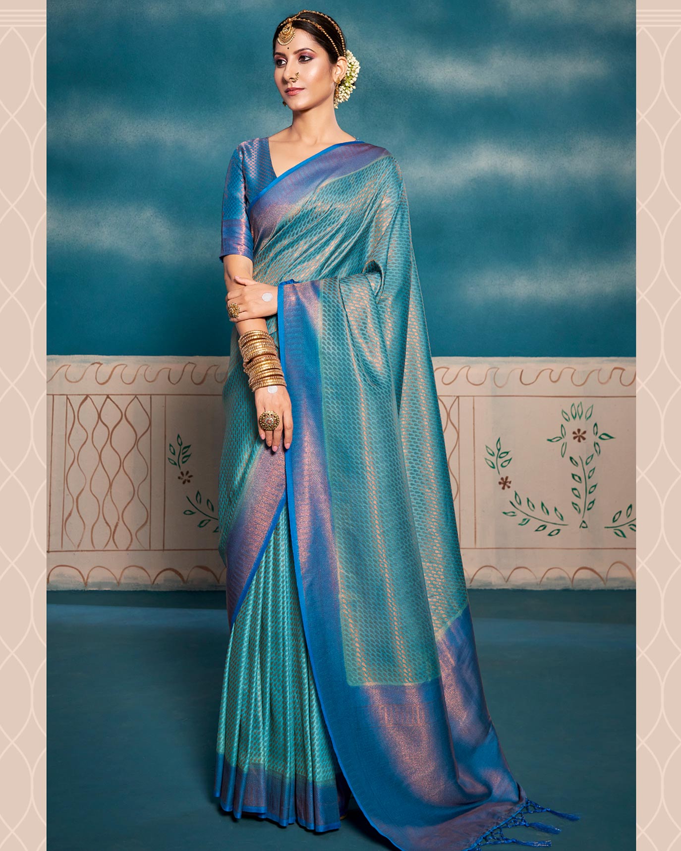 Soft Kanchivaram Silk Saree with Chaap Dying | RP32