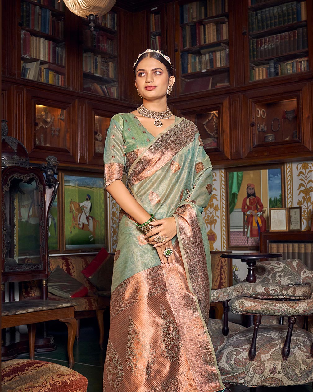 Enchanting Banarasi Copper Tissue Saree | RP14