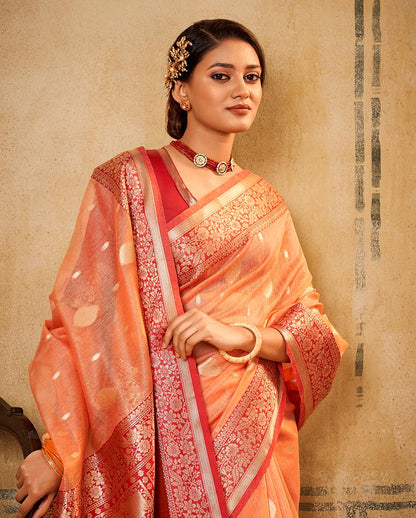 Banarasi Silk Tissue Saree with Contrast Borders | RP19