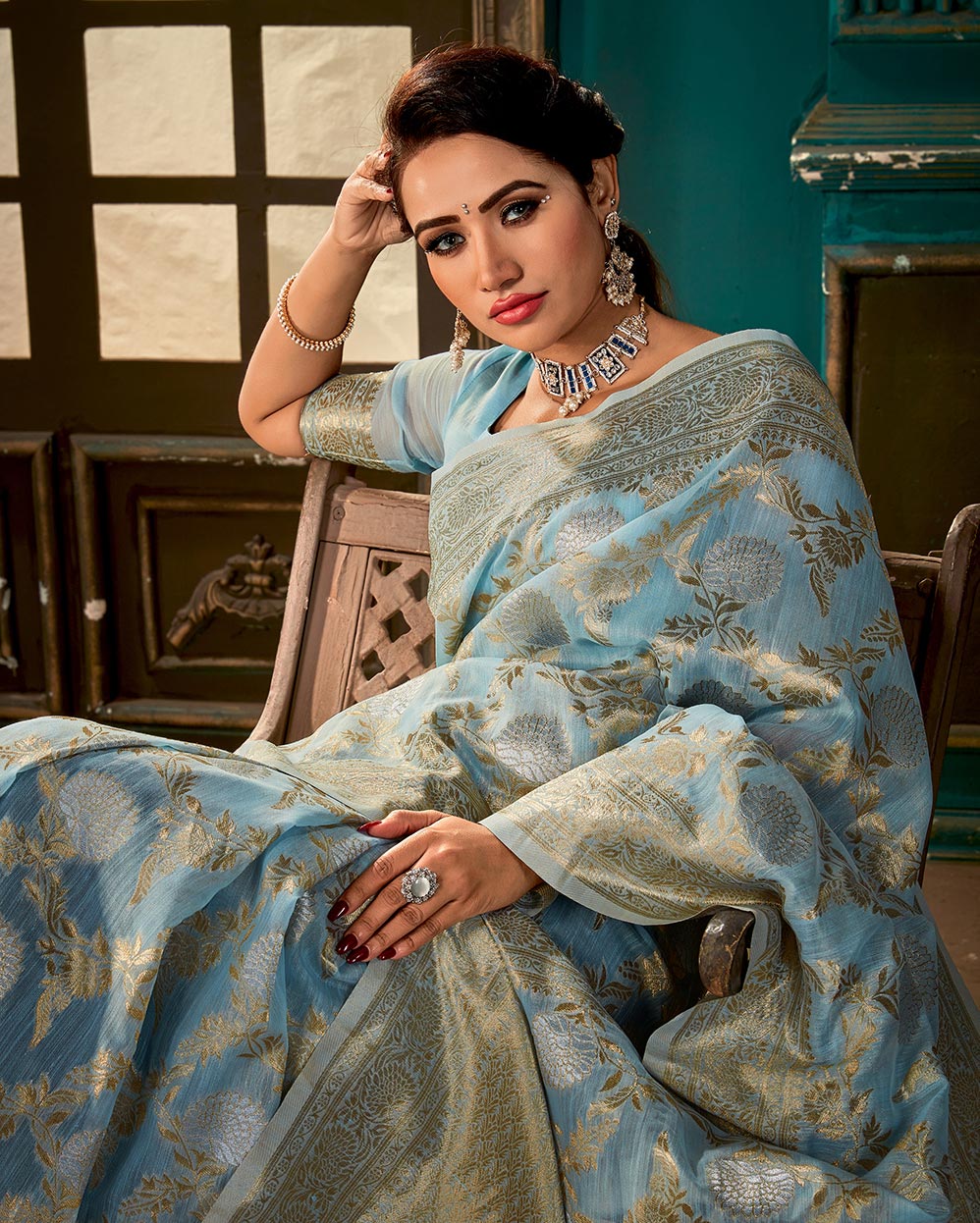 Krystal-Linen Silk Saree | RP06