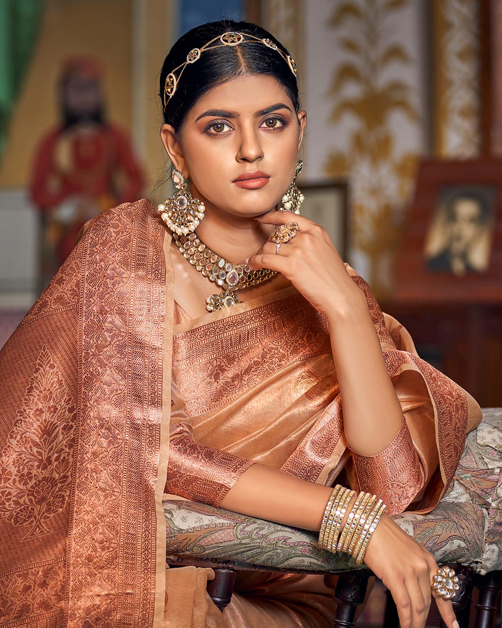 Enchanting Banarasi Copper Tissue Saree | RP14