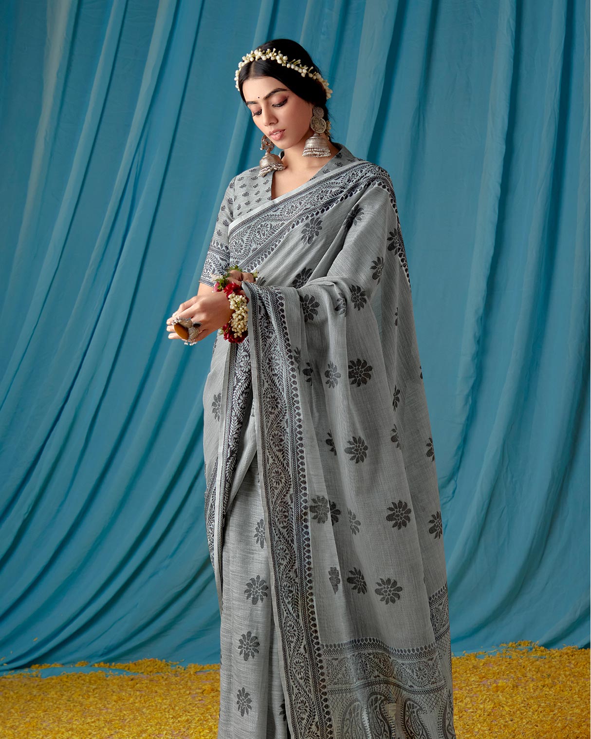 Lucknowi Linen Saree | RP09