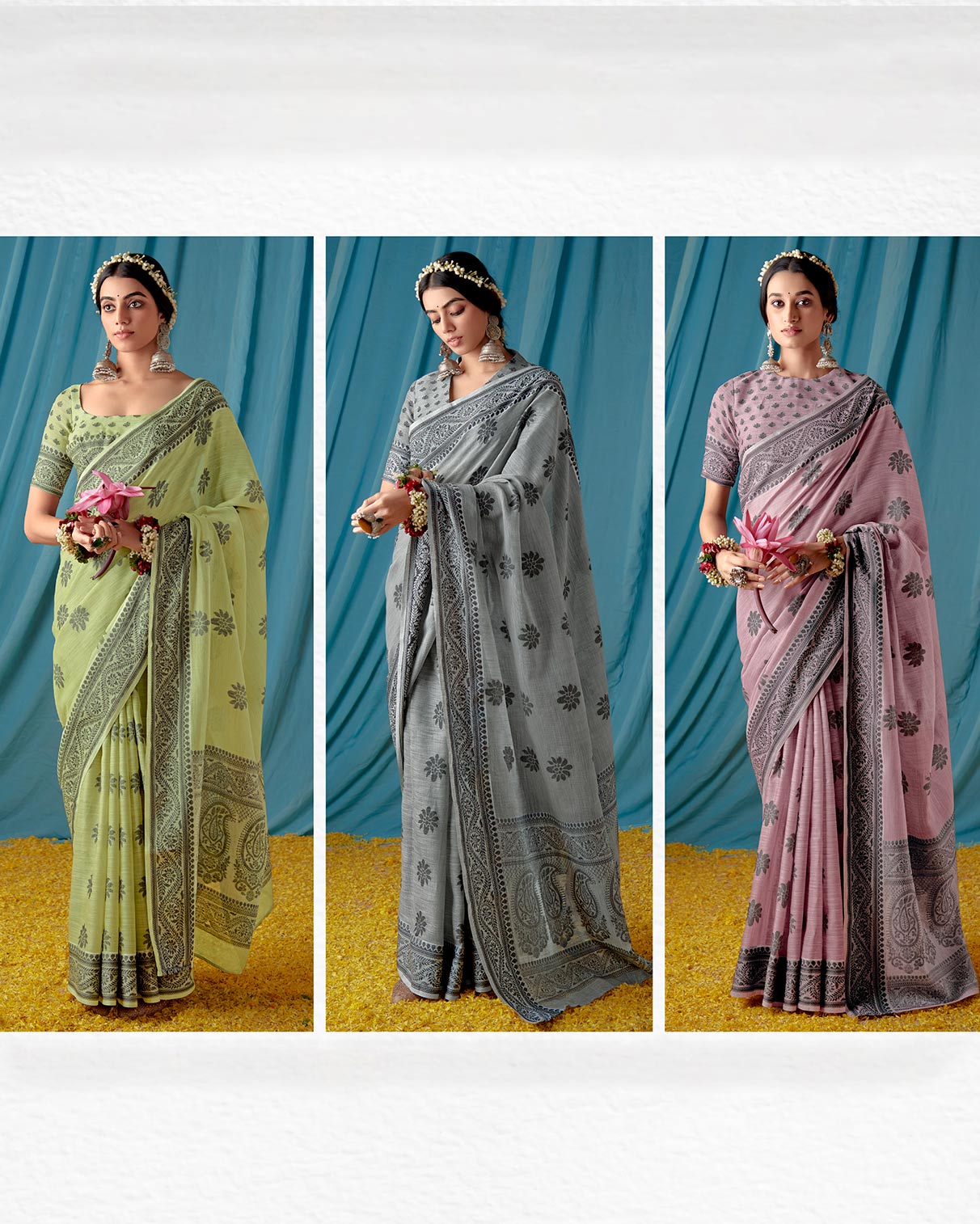 Lucknowi Linen Saree | RP09